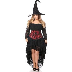 25"-28" M Lavish Daisy Corsets Witch Halloween Costume Red Black Lace